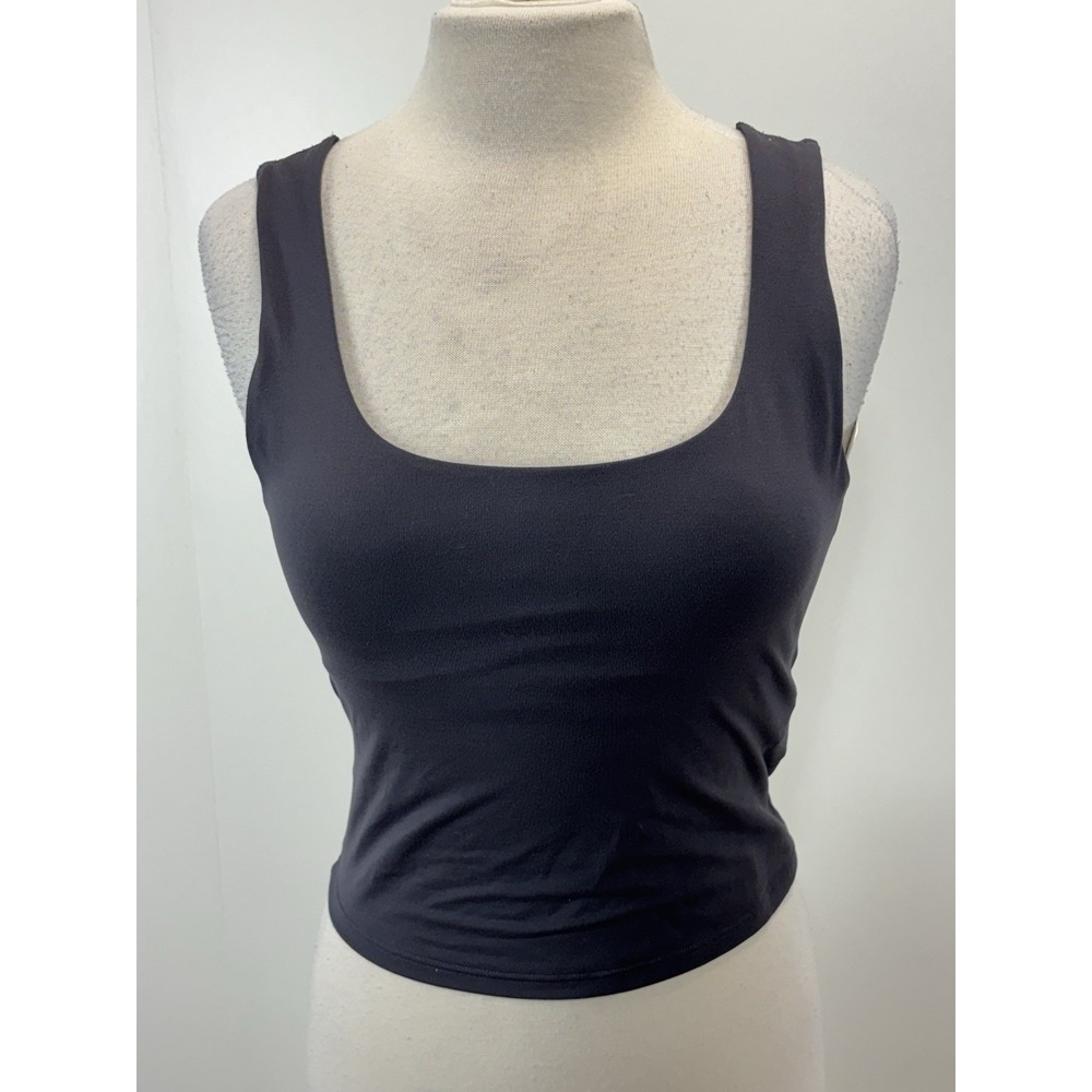 NEW! Fabletics Oasis Twist Rib Built In Bra Tank Women Medium Grey Stretch